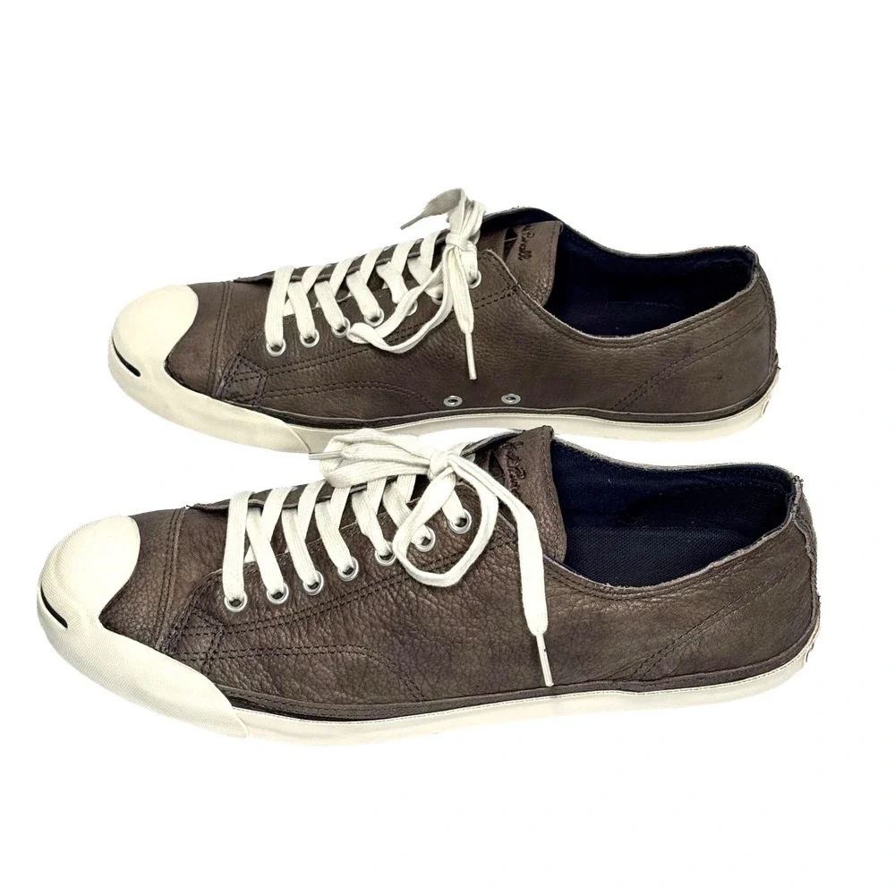 Converse Jack Purcell LP Leather Sneakers Mens 12 Gray Brown Low Top Classic